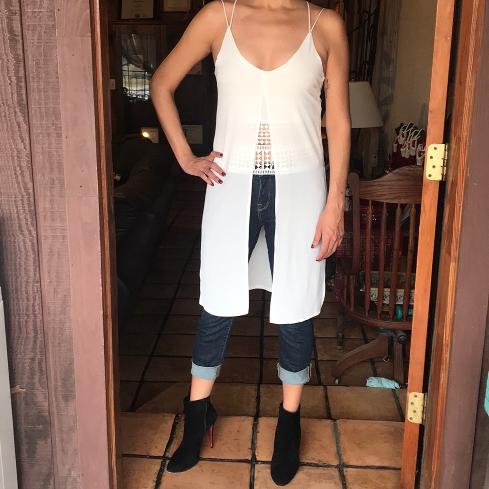 [Zara] Tunic White Spaghetti Strap Top